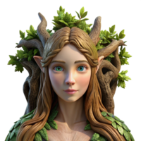 calm pristine A graceful dryad emerging from an ancient oak tree, her skin made of bark and moss, sunlight dappling through the leaves, Pre Raphaelite style, 8K png
