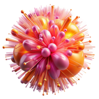 glorious impressionist A dynamic explosion of particles and light trails, in shades of vibrant pink and orange, with a futuristic, cyberpunk aesthetic high quality png