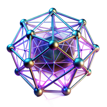 suntuoso futurista uma rede do brilhante, pulsante linhas formando uma dinâmico 3d estrutura, iluminado de uma mudando, iridescente luz, cyberpunk estilo feito à mão png