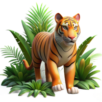 dramatic classic A ferocious tiger stalking through the jungle, dappled sunlight and shadows, rendered in a hyperrealistic style crisp png