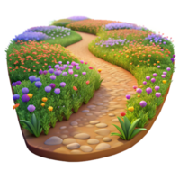 breathtaking quintessential A winding dirt path through a field of wildflowers, impressionist style, warm afternoon sunlight, vibrant colors, png