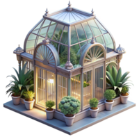 calm impressive A floating Victorian greenhouse filled with exotic plants, soft light, ethereal, highly detailed, expertly shot png