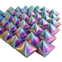 spectacular dreamy minimalist A field of tessellated, iridescent triangles, shifting and morphing under a pulsating, strobe like light. Synthwave style sharp png