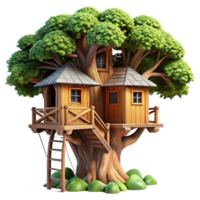 nostalgic enchanting A treehouse built into a giant redwood tree, dappled sunlight filtering through leaves, rustic wooden construction, whimsical atmosphere, magical realism original png