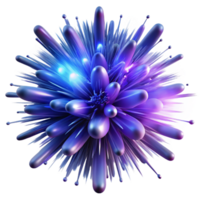 mesmerizing abstract A chaotic explosion of particles and light trails, in shades of deep blues and purples, backlit by a subtle, ambient glow, in a dynamic, abstract expressionism style refined png