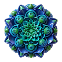 splendid energetic bohemian A complex, fractal pattern, in shades of deep blue and green, with intricate details and a subtle, ambient light 4K png