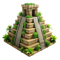 dazzling remarkable A Mayan pyramid in the jungle, overgrown with vines, mysterious atmosphere, ancient civilization, realistic, png