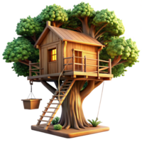 exemplary rustic A treehouse built into a giant sequoia, rustic wood and rope, warm sunlight filtering through leaves, whimsical, illustration, masterfully captured png
