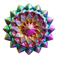 elegant celebrated A kaleidoscope of fragmented geometric shapes in vibrant jewel tones, illuminated by a rotating spotlight, abstract expressionist style png