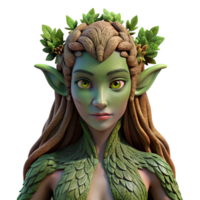 vibrant whimsical urban A serene dryad emerging from an ancient oak tree, her skin made of bark and moss, dappled with sunlight. Photorealistic style impeccable png