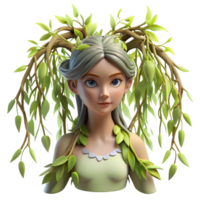 dreamy impressive A serene dryad emerging from a willow tree, dappled sunlight filtering through the leaves, art nouveau style expertly shot png
