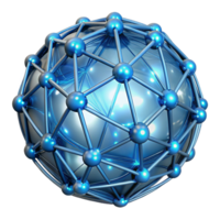 alluring dramatic retro A network of glowing fibers interwoven with transparent orbs, creating a complex and delicate structure, illuminated by a cool, blue light. Biotech style, futuristic flawless png