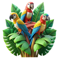 dynamic dazzling A group of colorful macaws perched on a jungle vine, vibrant rainforest backdrop, National Geographic photography style gallery standard png