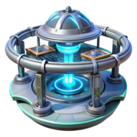 stunning dreamy vintage A futuristic space station with rotating sections and glowing energy fields, starry night sky, science fiction style studio quality png