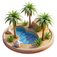 exquisite renaissance A desert oasis with palm trees and a reflecting pool, bright midday sunlight, photorealistic render gallery standard png
