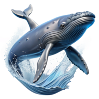 pristine unforgettable A majestic humpback whale breaching the surface of the ocean, water cascading down its massive body, illuminated by the bright sunlight. Photorealistic style, dynamic action png