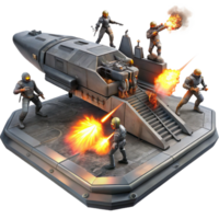 enchanting unparalleled A group of space pirates boarding a derelict spaceship, laser fire illuminating the chaotic scene. Dark, gritty lighting. Space opera style png