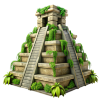 timeless urban A Mayan pyramid in the jungle, overgrown with vines, mysterious atmosphere, ancient civilization, realistic, exclusive png
