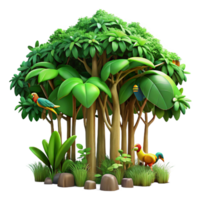 extraordinary romantic bohemian A lush, green rainforest canopy teeming with colorful, exotic birds, dappled sunlight filtering through the leaves, photorealistic style masterfully captured png