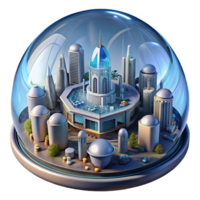 majestic unforgettable A futuristic city built inside a giant dome, intricate details, isometric view, cyberpunk style, png