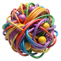unparalleled classic A chaotic jumble of colorful threads, tangled and knotted, with dramatic spotlighting, in an abstract expressionist style luxury png