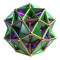 alluring ethereal art deco Geometric fractals in shades of deep violet and emerald green, interconnected by glowing golden lines, with soft ambient lighting museum quality png