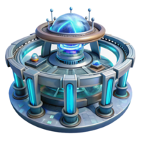 remarkable vintage A futuristic space station with rotating sections and glowing energy fields, starry night sky, science fiction style premium png