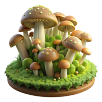 passionate radiant A mossy forest floor covered in mushrooms, fantasy style, soft, ethereal light crisp png