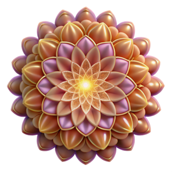 dramatisch opvallend ingewikkeld, mandala Leuk vinden patronen uitstralend van een centraal punt, verlichte door een zacht, warm gloed hoog resolutie png