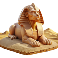 elegant sought after A powerful sphinx posing a riddle in the desert, sand swirling around its majestic form, harsh midday sun. Egyptian art style png
