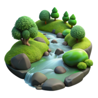 serene distinguished A bubbling stream flowing through a mossy forest, soft diffused light, tranquil and serene, nature photography style png