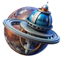iconic surreal A space station orbiting a distant planet, realistic lighting and textures, sci fi art elite png