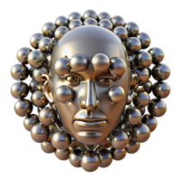 melancholic spectacular A swarm of nanobots forming the shape of a human face, metallic texture, dynamic lighting, abstract style top tier png