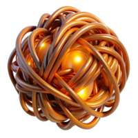 exemplary avant garde A tangled mass of wires and cables forming an abstract, organic shape, illuminated by a warm, amber light, cyberpunk style precision png