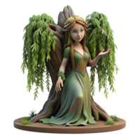 enchanting unparalleled A serene dryad emerging from the trunk of an ancient willow tree, draped in moss and vines. Soft, dappled sunlight, pre Raphaelite style png