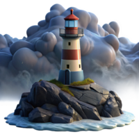 rare nordic A lone lighthouse on a rocky outcrop, crashing waves and dramatic storm clouds, dark and moody lighting flawless png