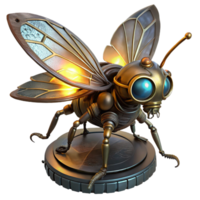 alluring bold gothic A steampunk insect, with metallic wings and glowing eyes, perched on a gear, in a dark, gothic style, illuminated by a single spotlight top tier png