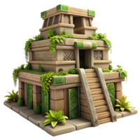 sought after impressionist An ancient Mayan temple in the jungle, intricate carvings, overgrown with vines, dappled sunlight genuine png