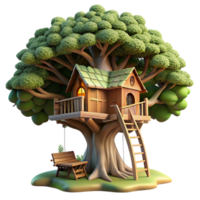 beautiful playful rustic A treehouse built into a giant sequoia tree, dappled sunlight filtering through the leaves, fantasy art style artisan png