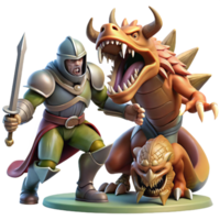 radiant rustic A courageous knight battling a grotesque monster, dramatic lighting, fantasy art style original png