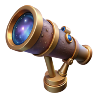 joyful splendid A steampunk telescope pointed towards a distant nebula, mysterious, starlight, science fiction style gallery standard png