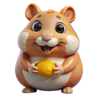 elegant reflective surreal A cute hamster stuffing its cheeks with food, close up shot with humorous expression, in a cartoon style impeccable png