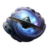 captivating rare A lone spaceship, silhouetted against a giant, swirling nebula, journeys through the vastness of space. Dramatic, backlighting. Space opera style png