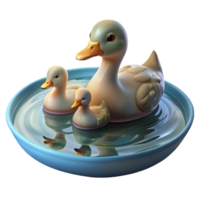gorgeous rustic A family of ducks swimming in a pond, serene atmosphere and reflective water, in an impressionistic style original png