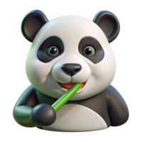 vibrant unforgettable A giant panda munching on bamboo, close up portrait with soft lighting, in a cute and cuddly style png