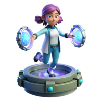 harmonious vibrant A telekinetic girl levitating objects in a zero gravity chamber, glowing energy surrounding her hands, magical and ethereal, anime style perfect clarity png