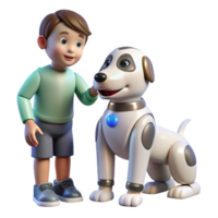 sought after organic A robotic dog interacting with a child, warm, domestic setting, realistic style expertly shot png