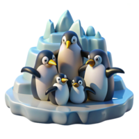 captivating exemplary A group of penguins huddled together on an icy landscape, cold lighting and stark environment, in a documentary style png
