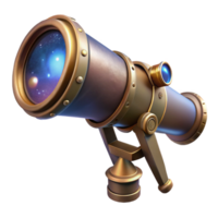 exemplary renaissance A steampunk telescope pointed towards a distant nebula, mysterious, starlight, science fiction style refined png
