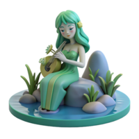 enchanting timeless A playful Rusalka luring travelers to their doom with her enchanting song, sitting by a river, ethereal and alluring, png